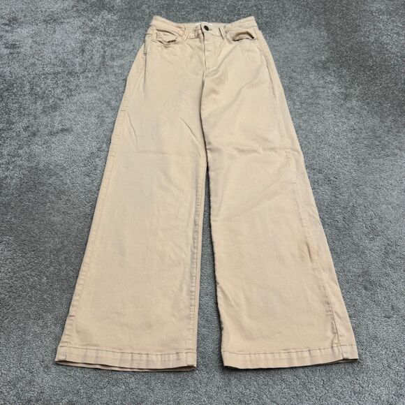 PAIGE Denim - PAIGE Genesee High Rise Wide Leg Denim Jeans Size 28 Sandie Beige Tan Stretch
